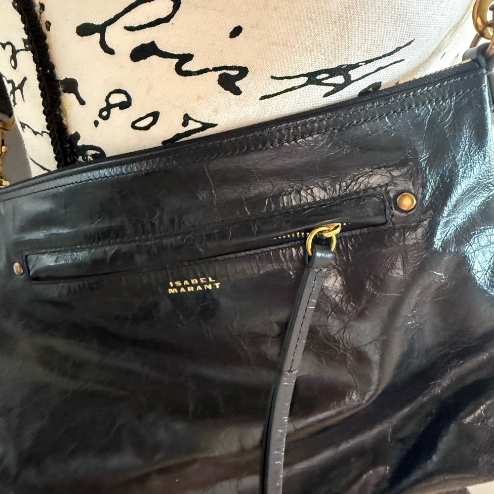 Isabel Marant Croco Shiny Black Crossbody Bag - Picture 6 of 10